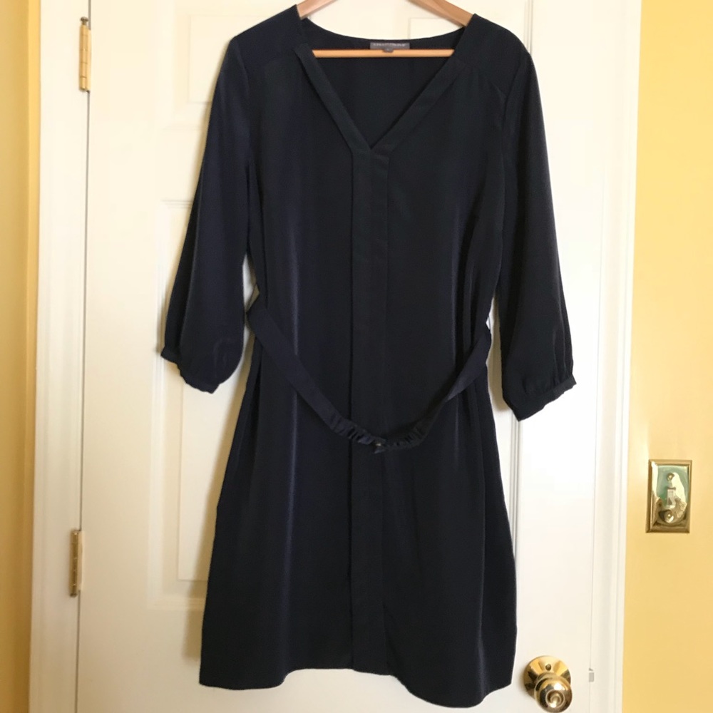 Blue Belted Maternity Dress